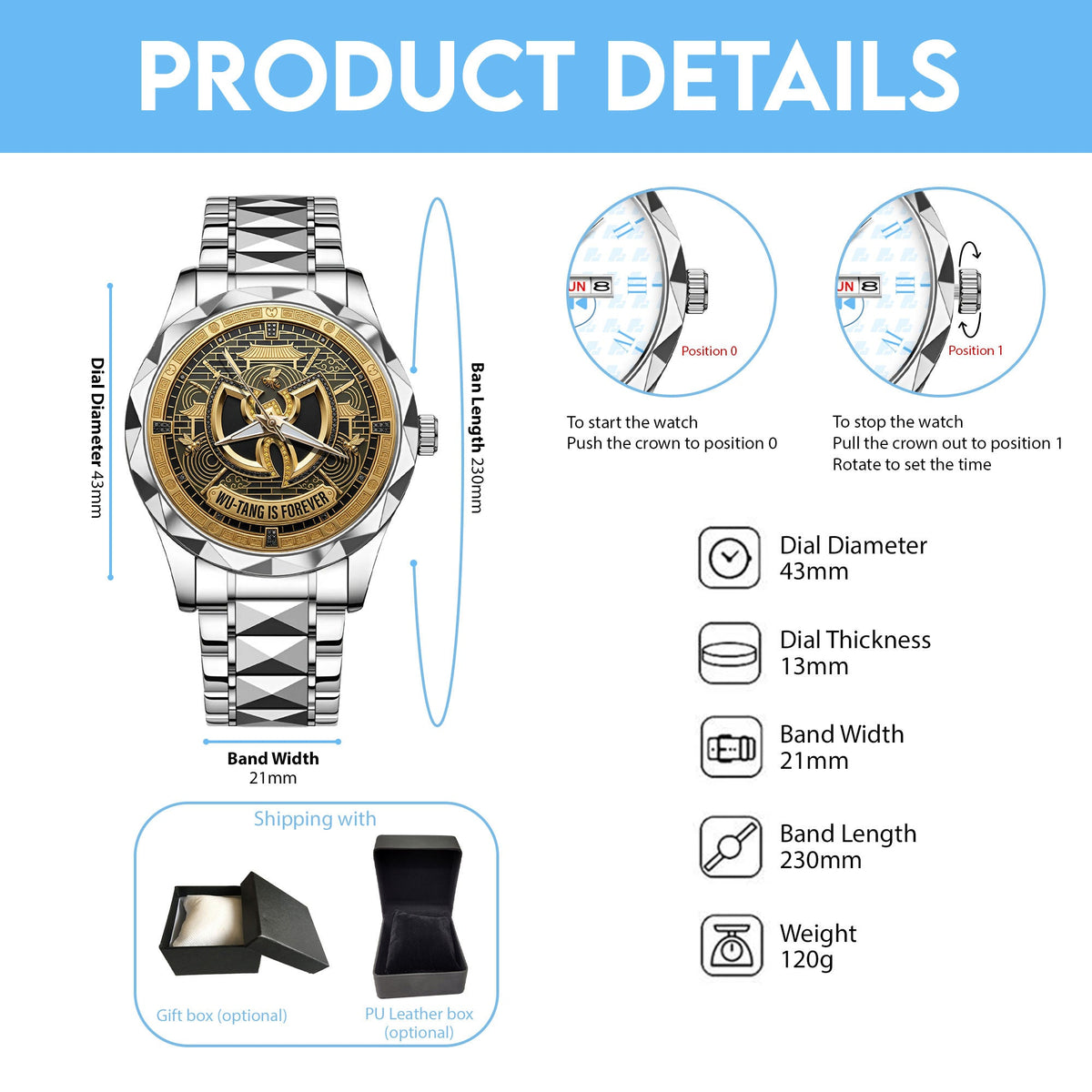 WTC Stainless Steel Watch DAT