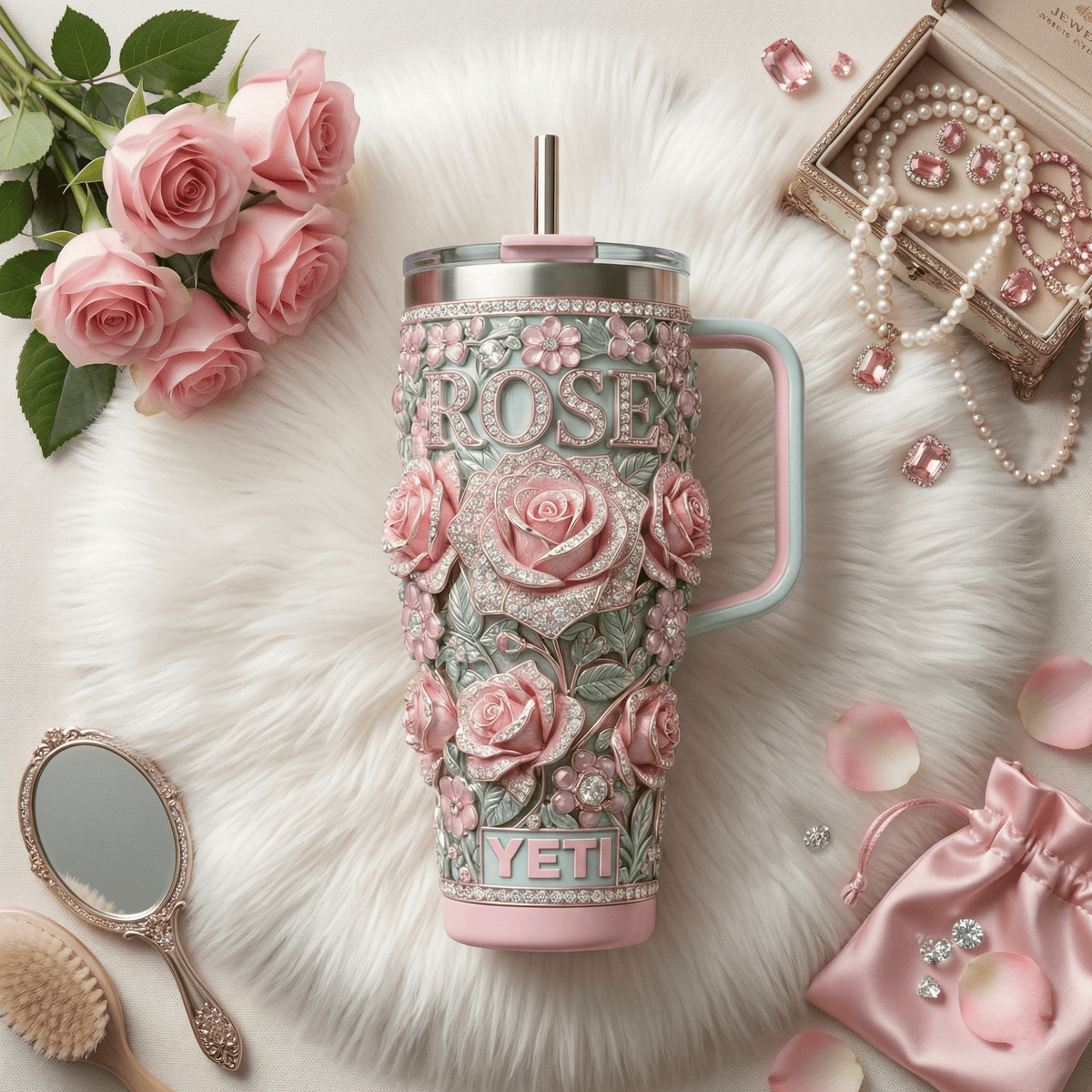 ROSE 40oz Tumbler With Handle HTTT