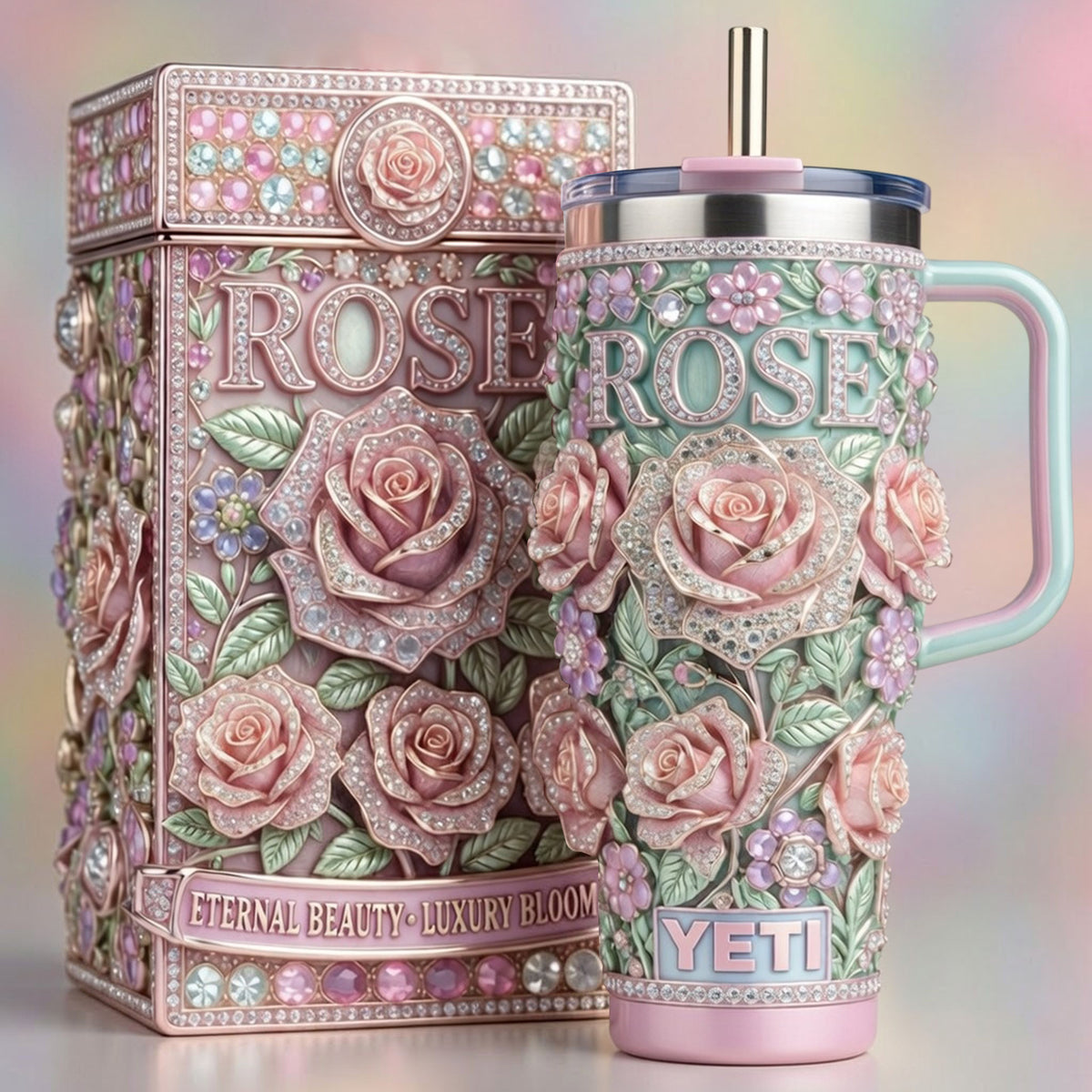 ROSE 40oz Tumbler With Handle HTTT
