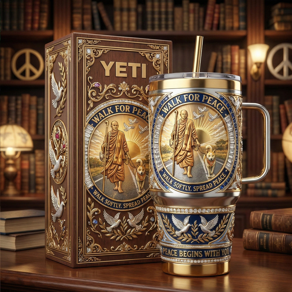𝑾𝒂𝒍𝒌 𝒇𝒐𝒓 𝑷𝒆𝒂𝒄𝒆 40oz Tumbler With Handle LNTH