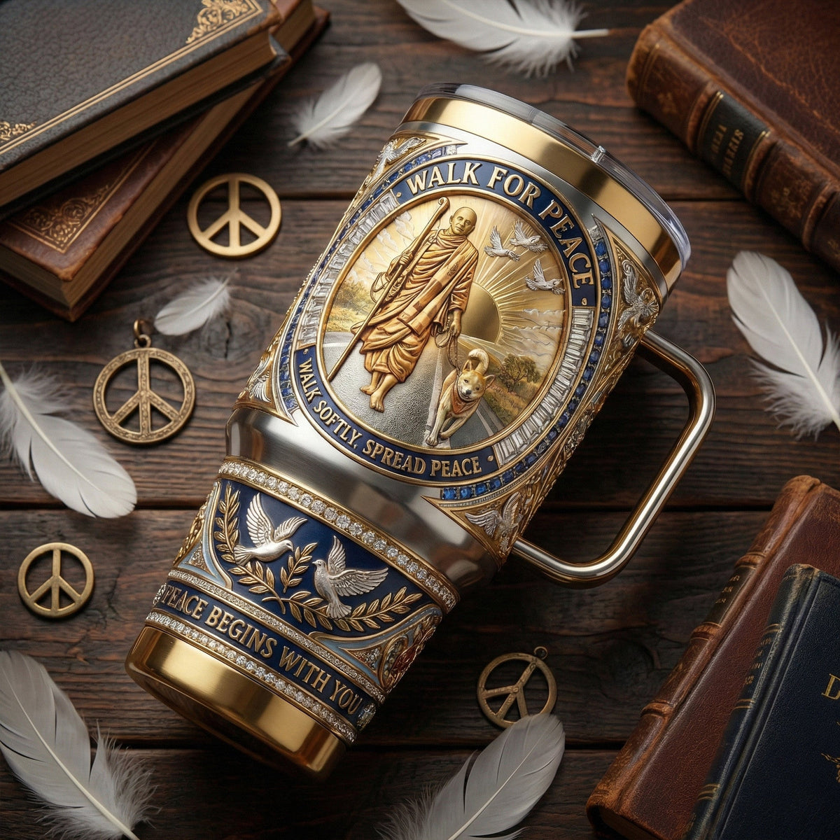 𝑾𝒂𝒍𝒌 𝒇𝒐𝒓 𝑷𝒆𝒂𝒄𝒆 40oz Tumbler With Handle LNTH